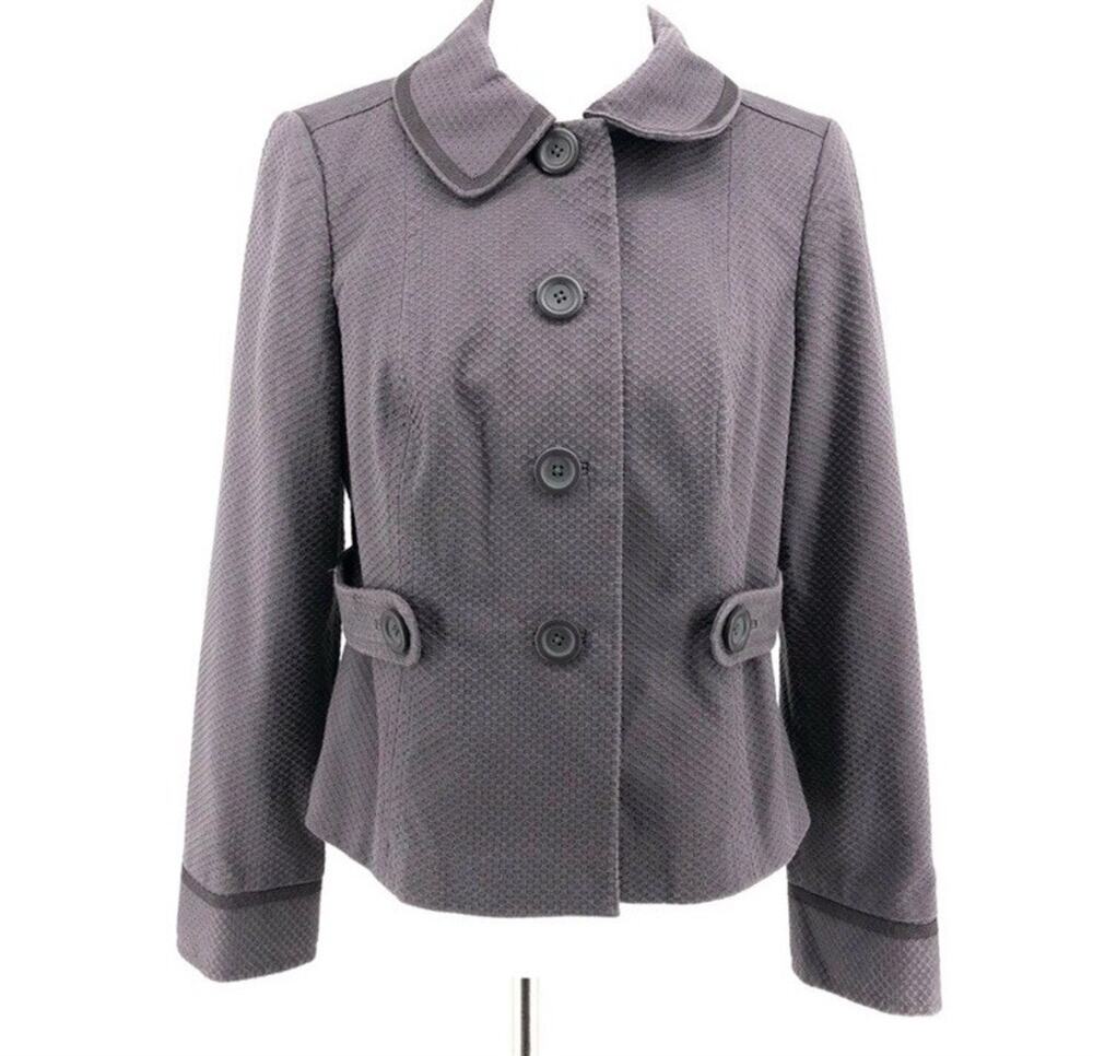 Women's Boden Muted Purple Textured Button-Down Cotton Blend Blazer sz 14